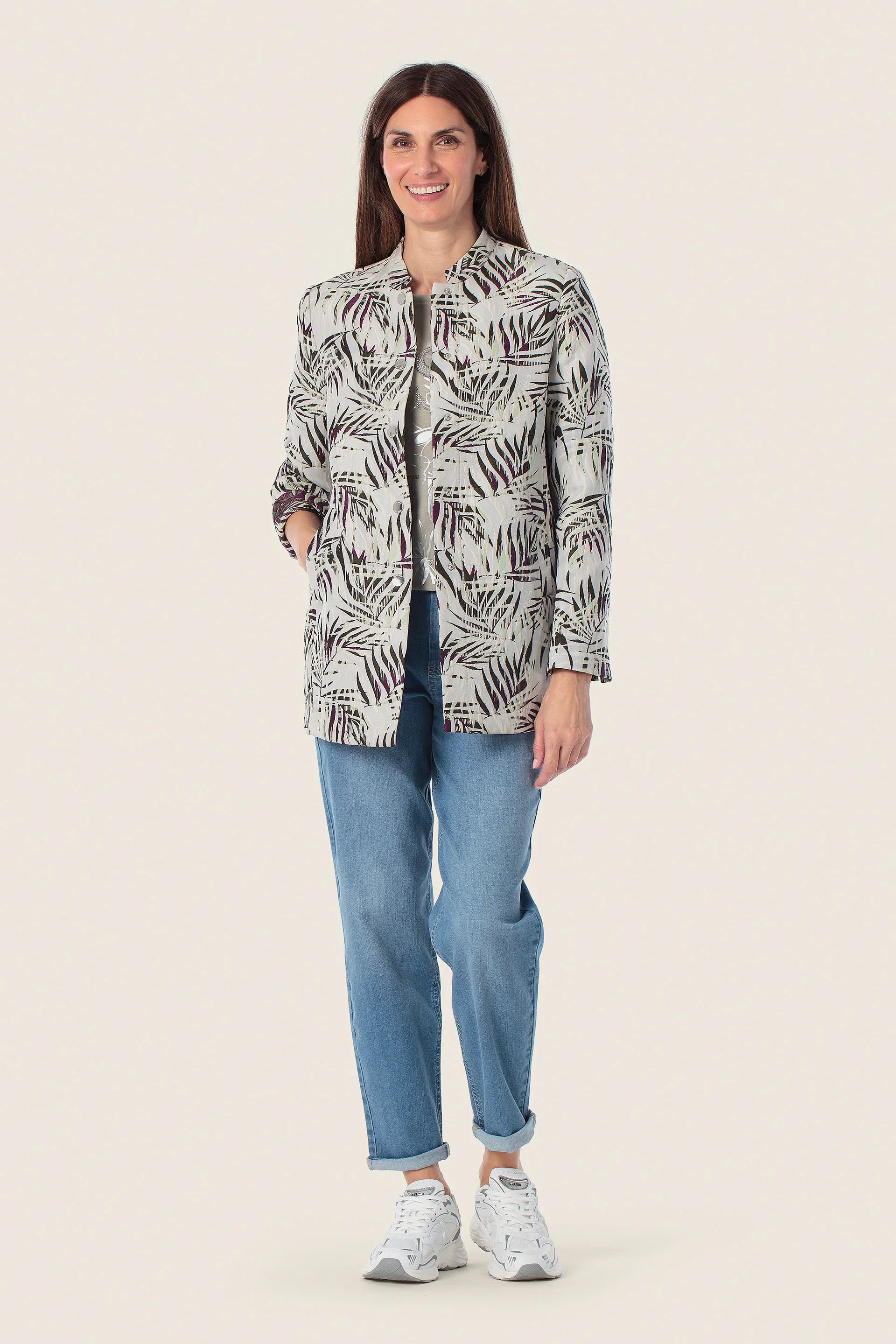 Gerry Weber Green Safari 0 Long Printed Blazer SKU: N68506_256 Image 03