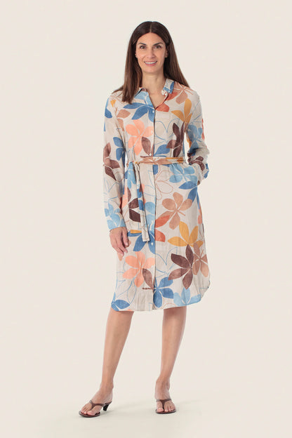 Gerry Weber Beige Elm Tree 0 Shirt Style Printed Dress SKU: N68518_393 Image 01
