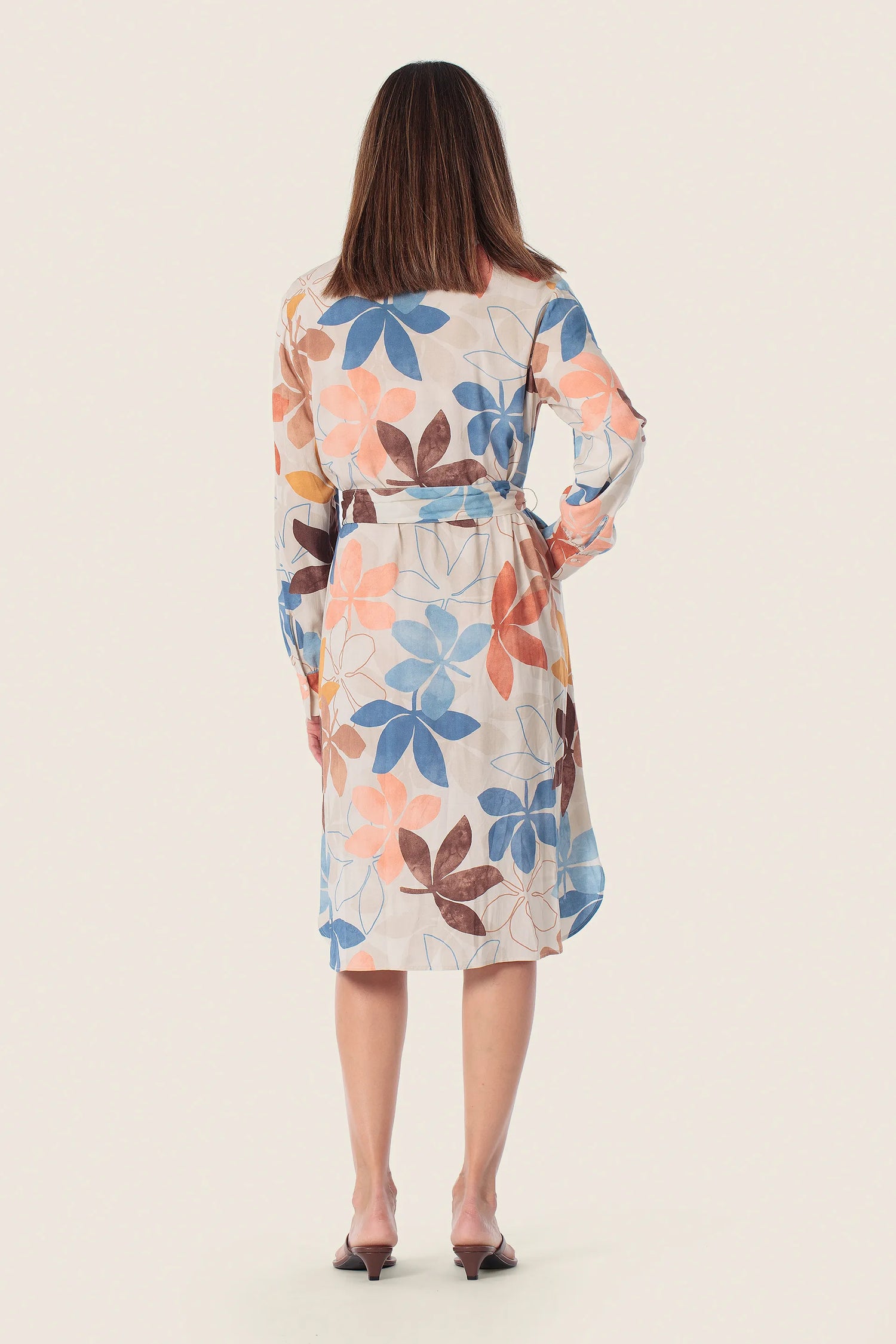Gerry Weber Beige Elm Tree 0 Shirt Style Printed Dress SKU: N68518_393 Image 02