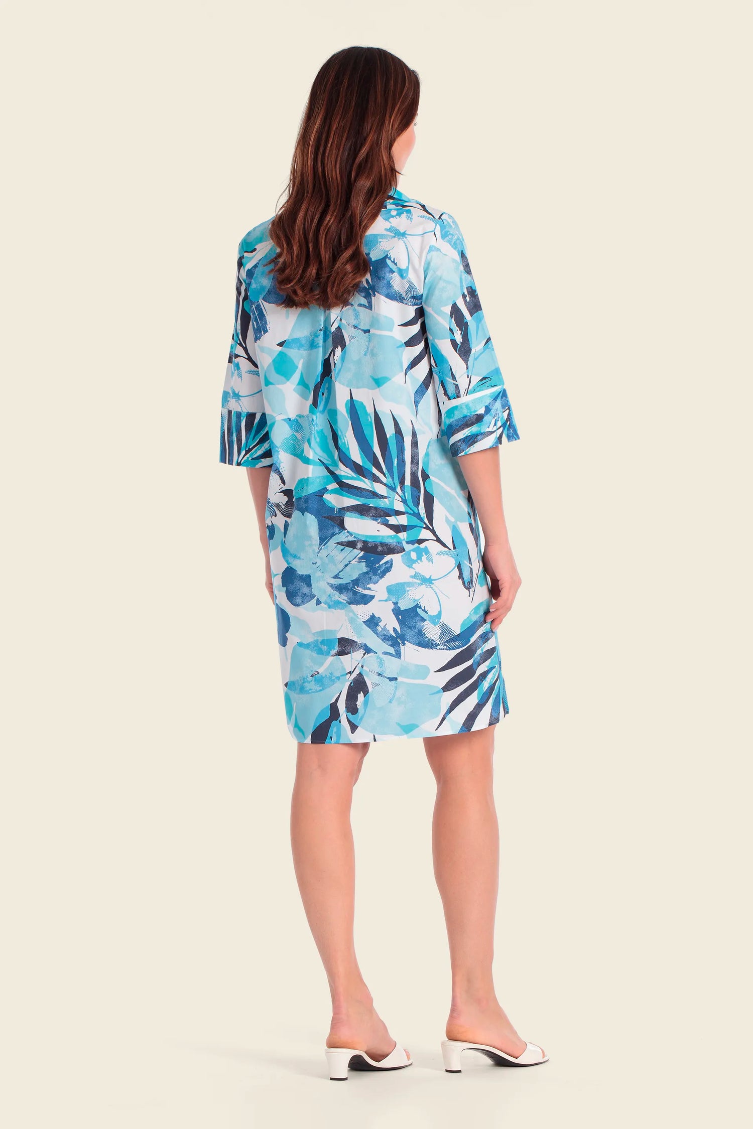 Gerry Weber Butterfloral Blue Print 0 Shirt Style Printed Dress SKU: N68531_643 Image 02