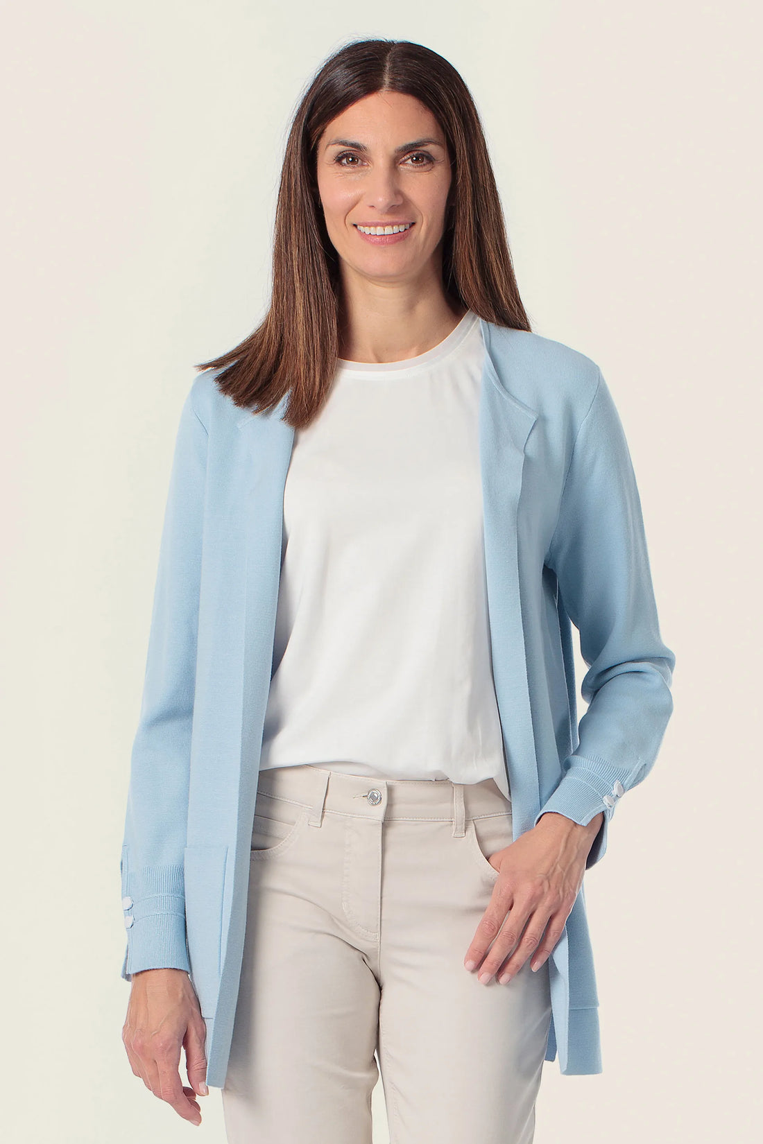 Gerry Weber Blue Sky 0 Blue Knitted Cardigan SKU: N68770_125 Image 01