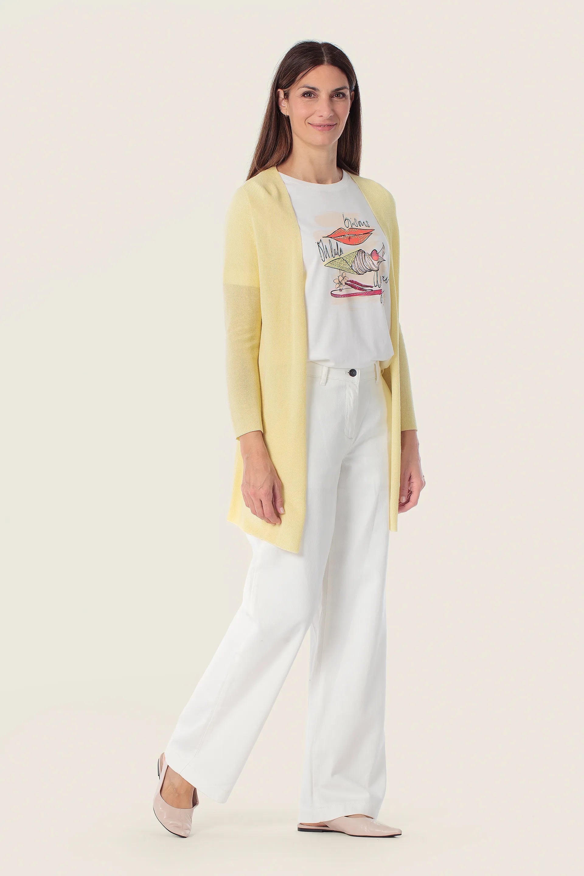 Gerry Weber Yellow Vanilla 0 Pink Knitted Cadigan SKU: N68780_209 Image 03