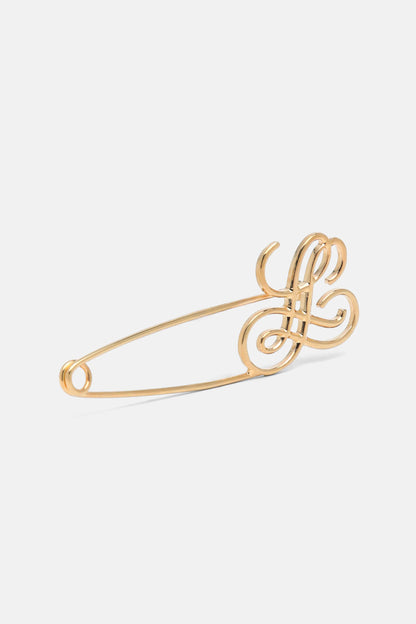 Luisa Spagnoli Oro Women Nannacara - Monogram Brooch in Gold-Tone Brass SKU: NANNACARA_0002 Image 01