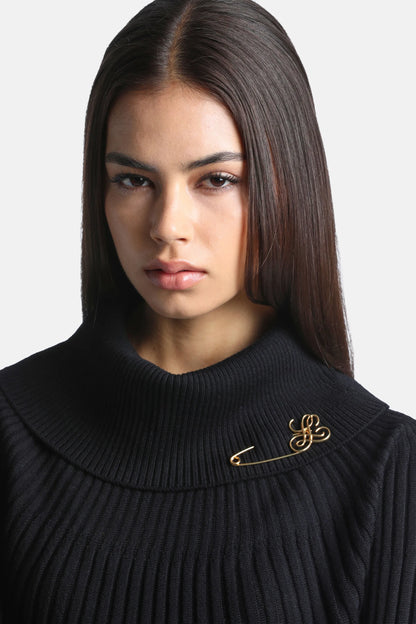 Luisa Spagnoli Oro Women Nannacara - Monogram Brooch in Gold-Tone Brass SKU: NANNACARA_0002 Image 02