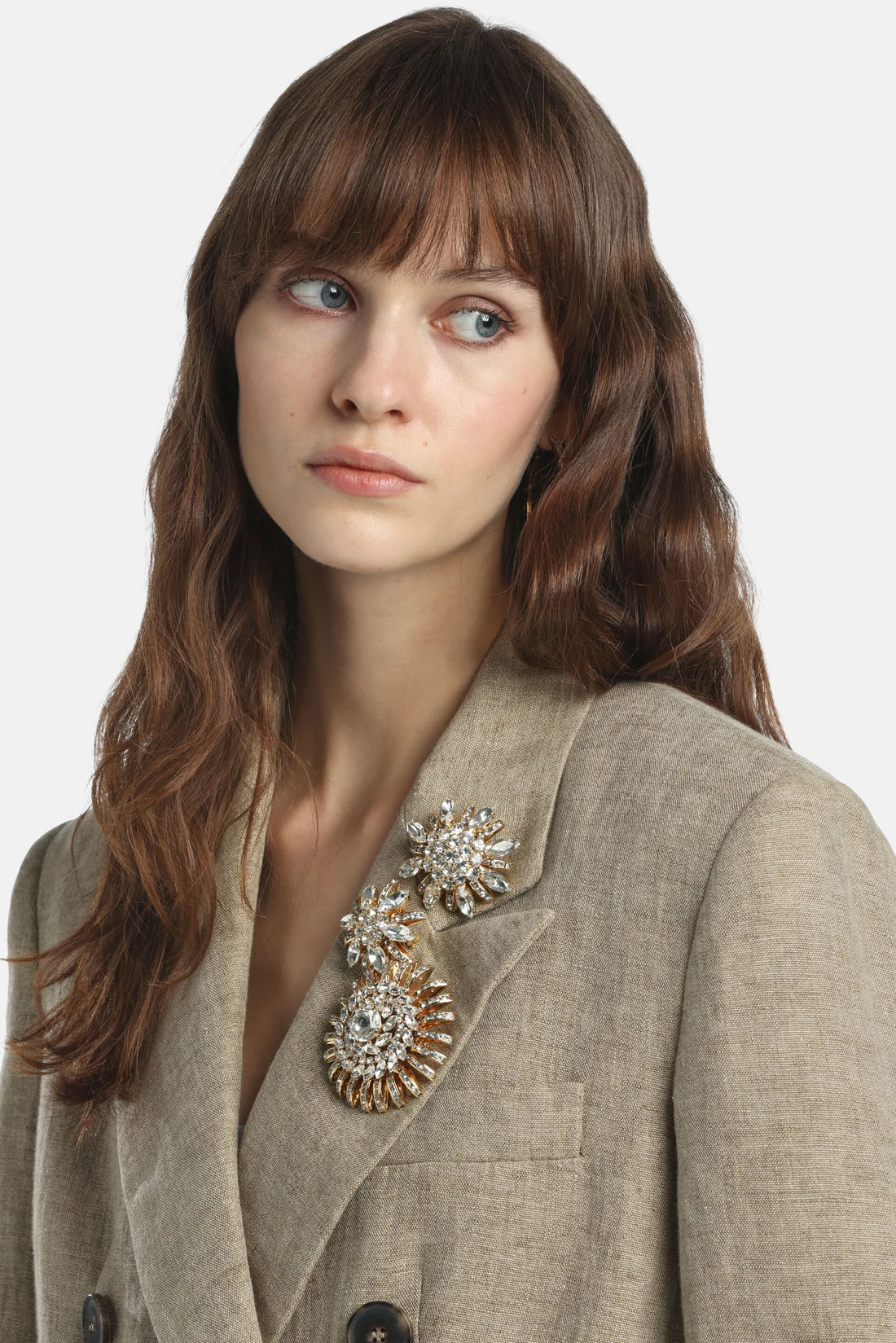 Luisa Spagnoli Nickel/Oro Women Nescio - Crystal-Embellished Brooch SKU: NESCIO_0001 0002 Image 02