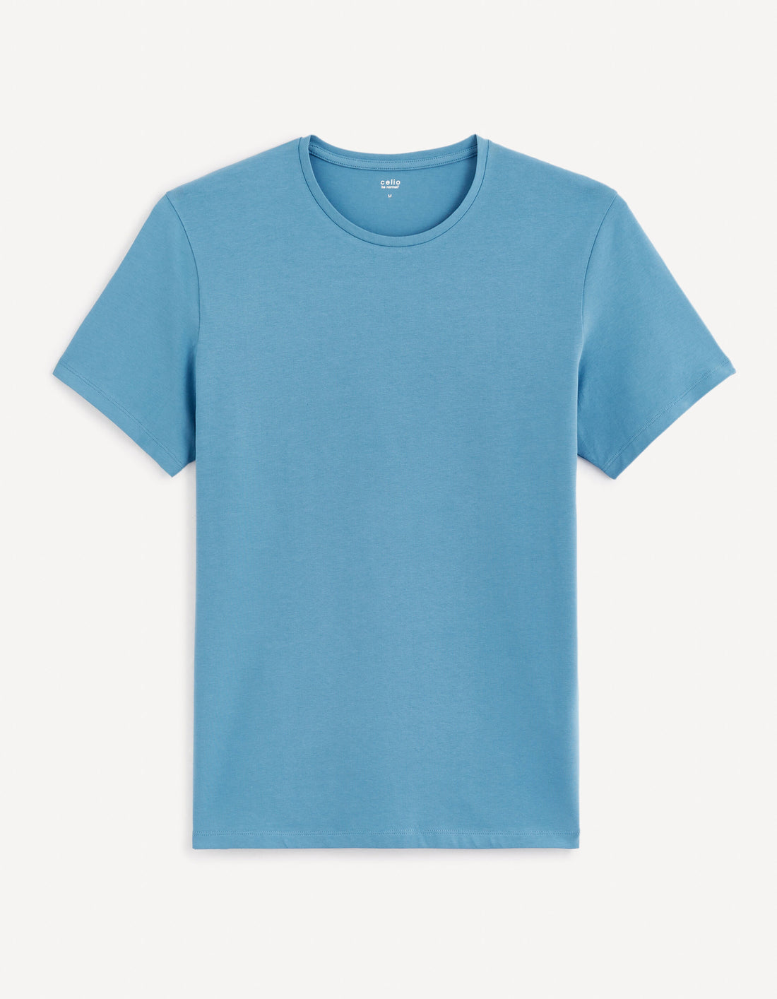 Round-Neck Stretch Cotton T-Shirt_NEUNIR_BLEU DUR_02