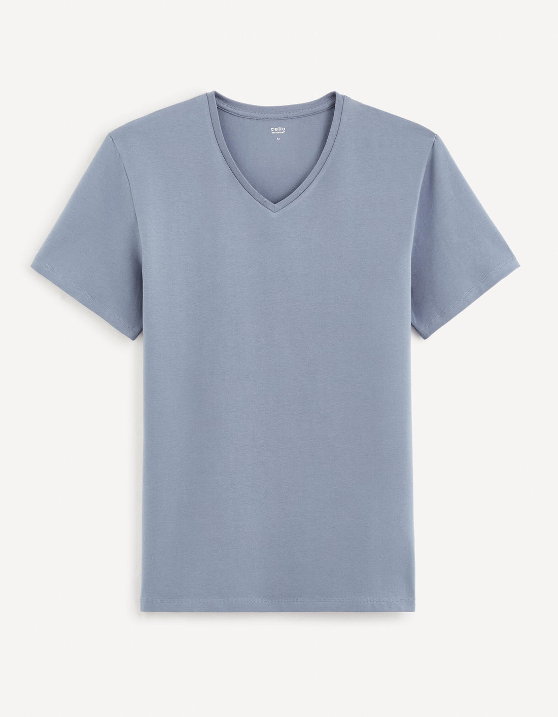 Slim Stretch V-Neck T-Shirt_NEUNIR_BLUE STONE_01