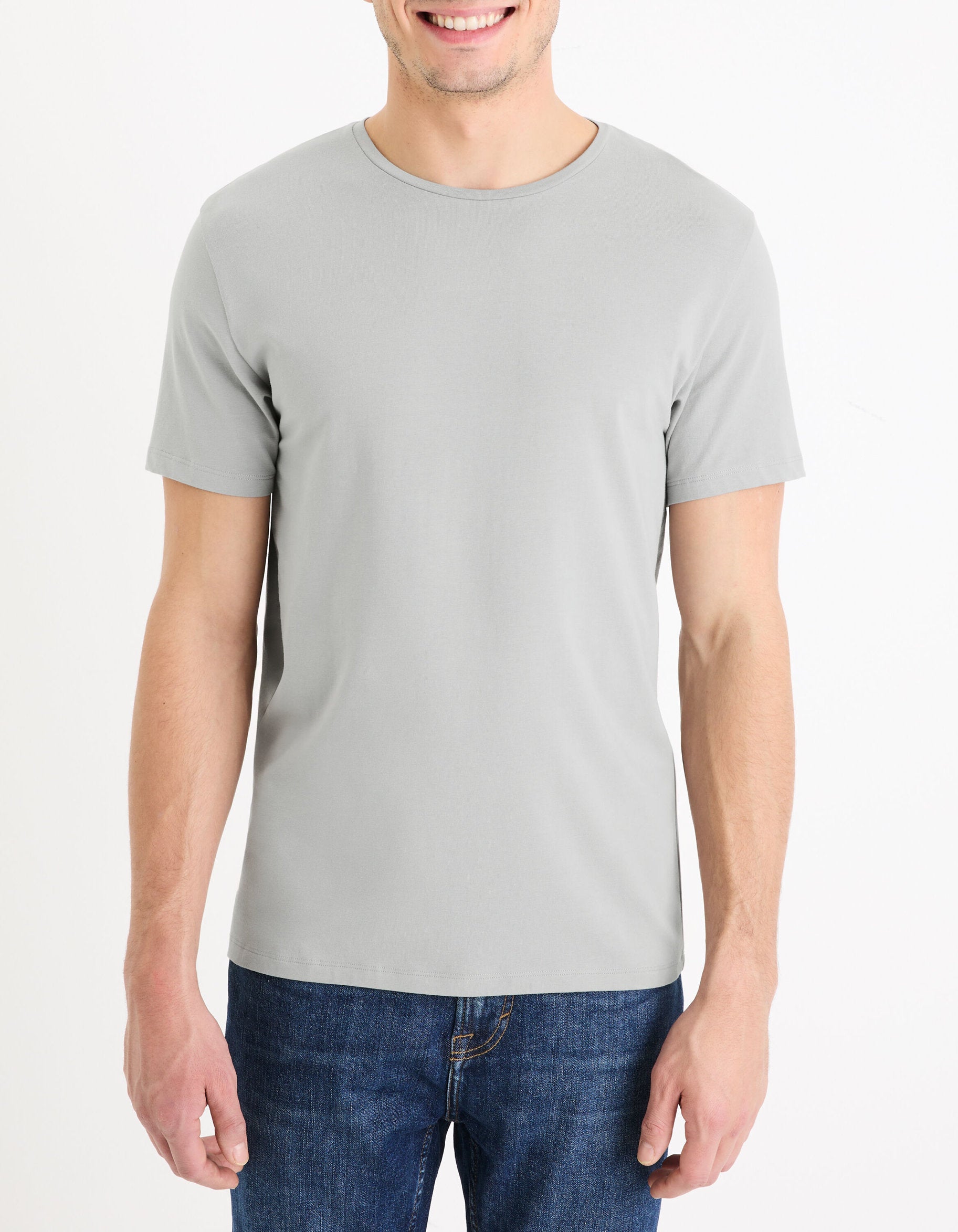 Slim-Neck Stretch Cotton T-Shirt_02