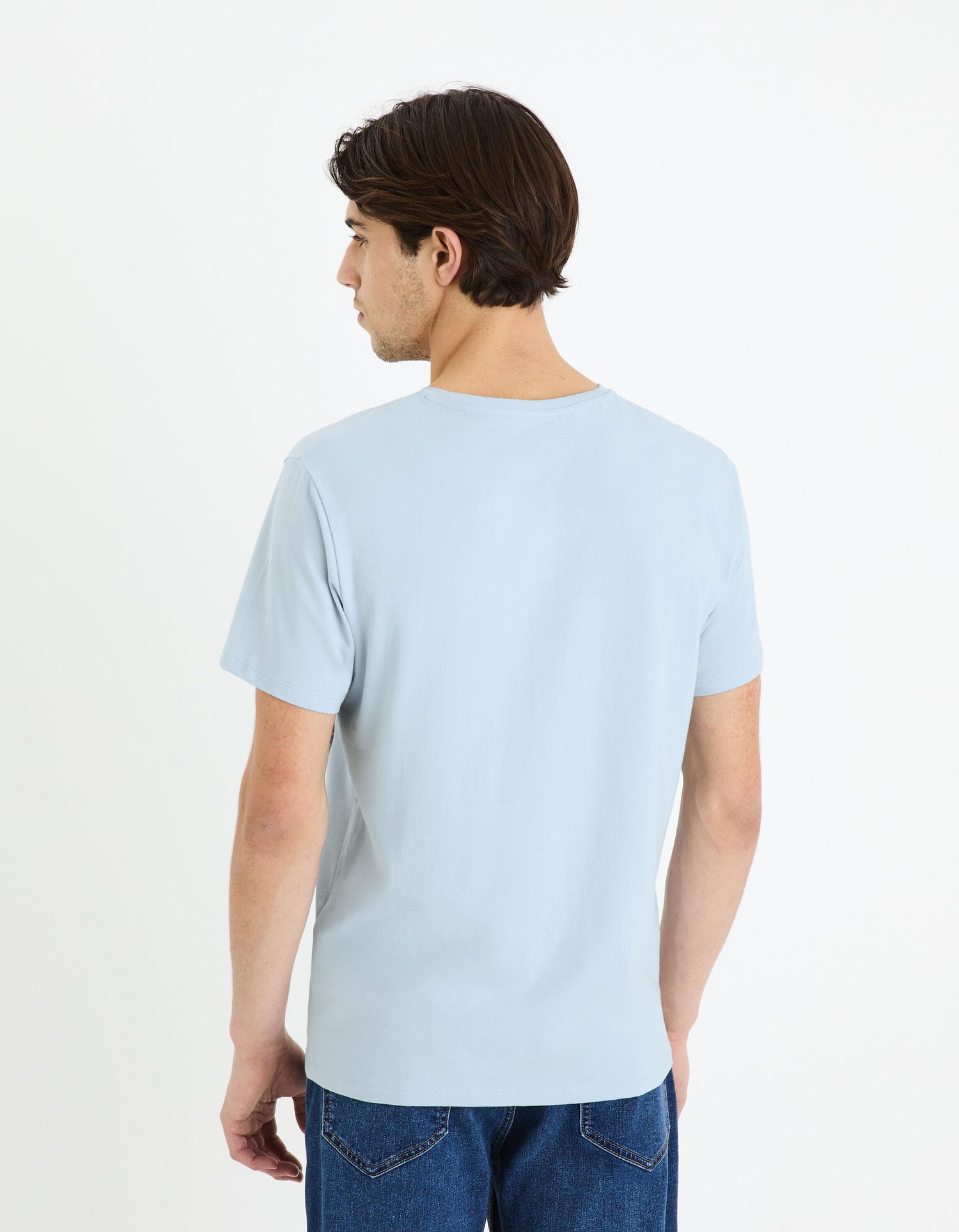 Slim Stretch V-Neck T-Shirt_NEUNIR_LIGHT BLUE 02_04