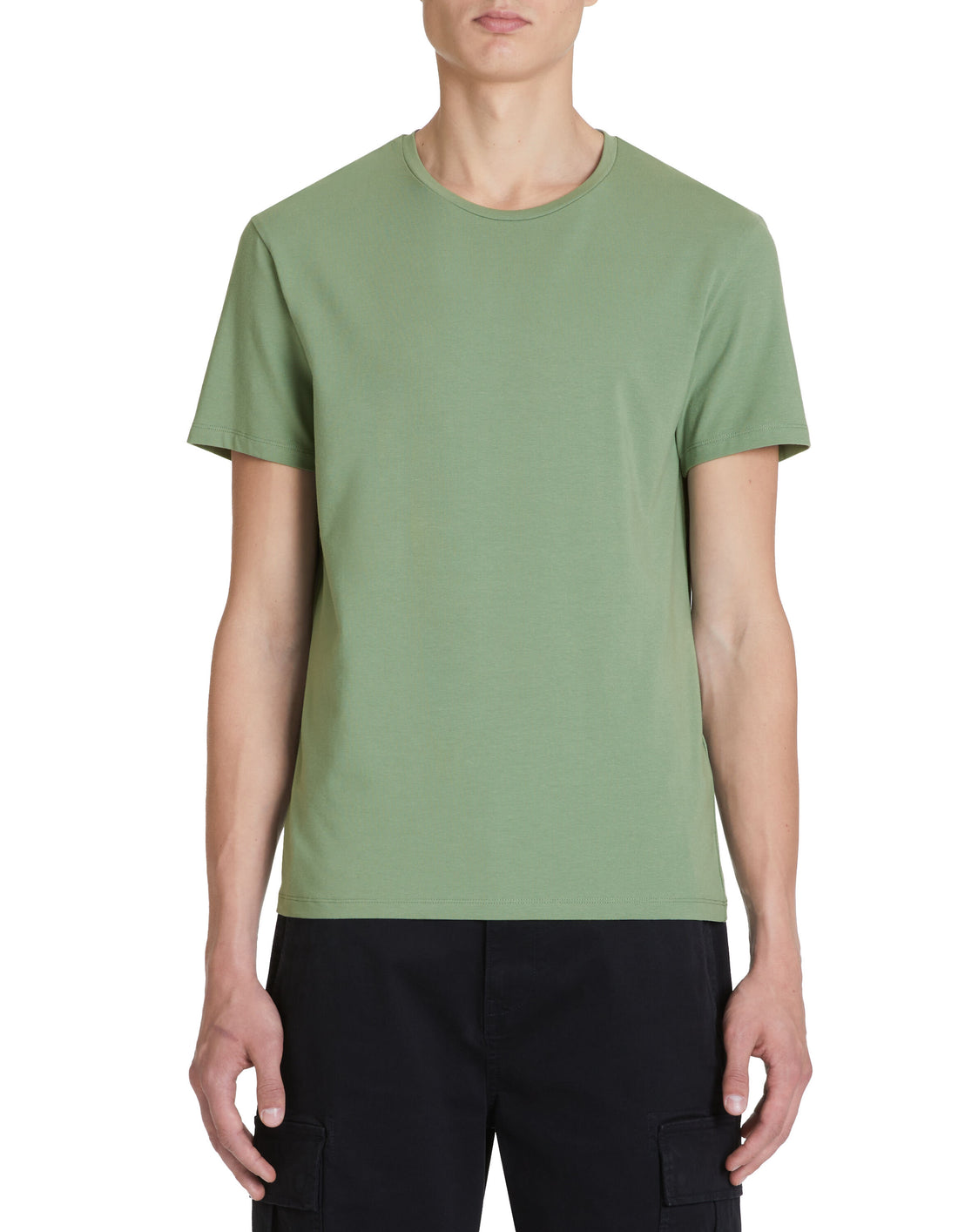 Slim-Neck Stretch Cotton T-Shirt_02