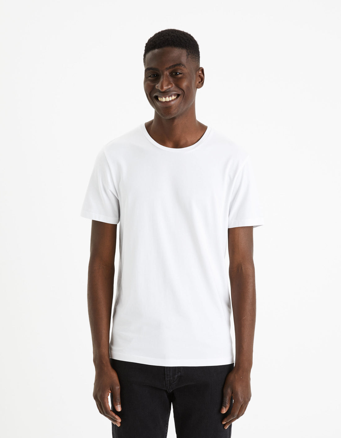 Slim-Neck Stretch Cotton T-Shirt_02