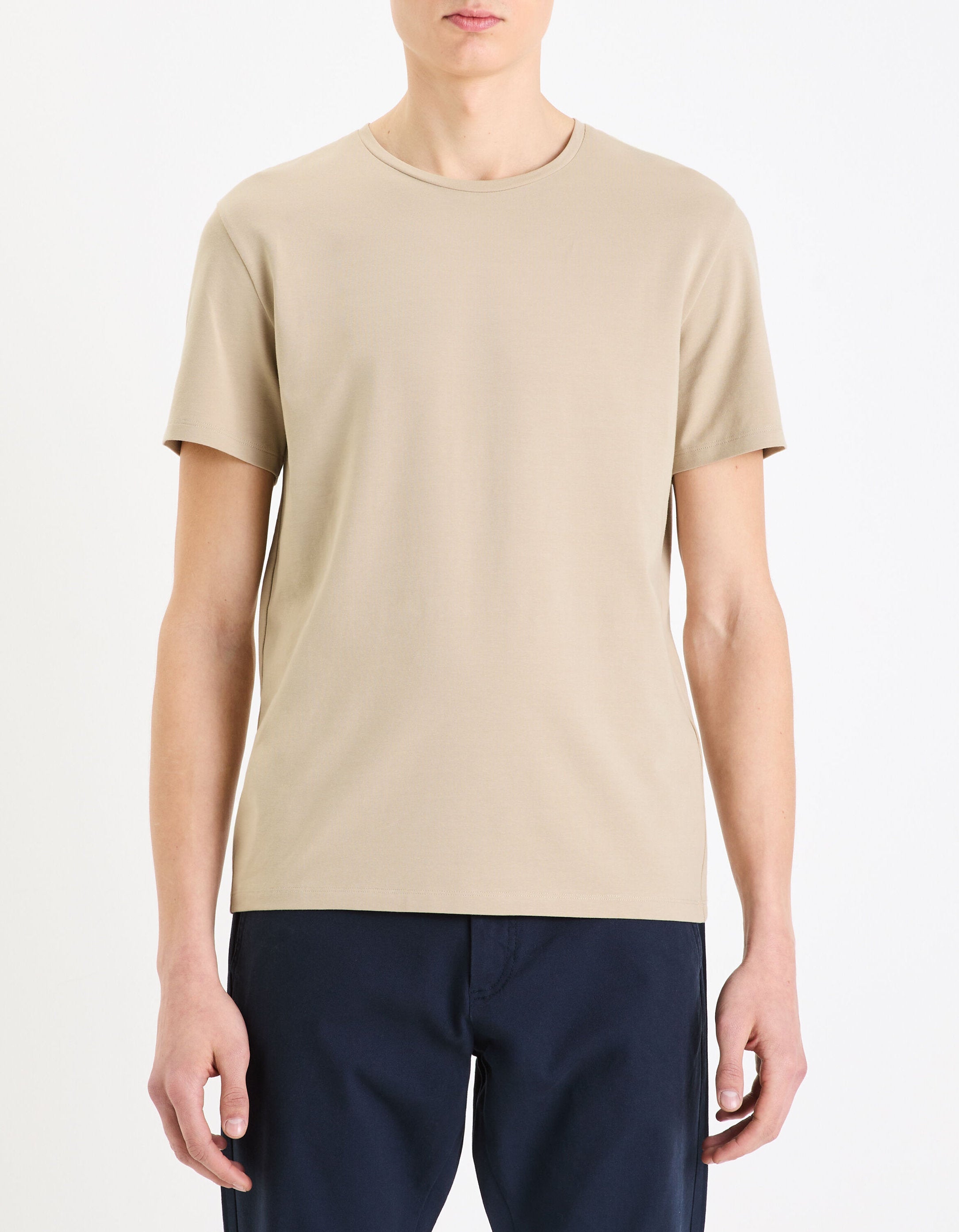 Slim-Neck Stretch Cotton T-Shirt_02