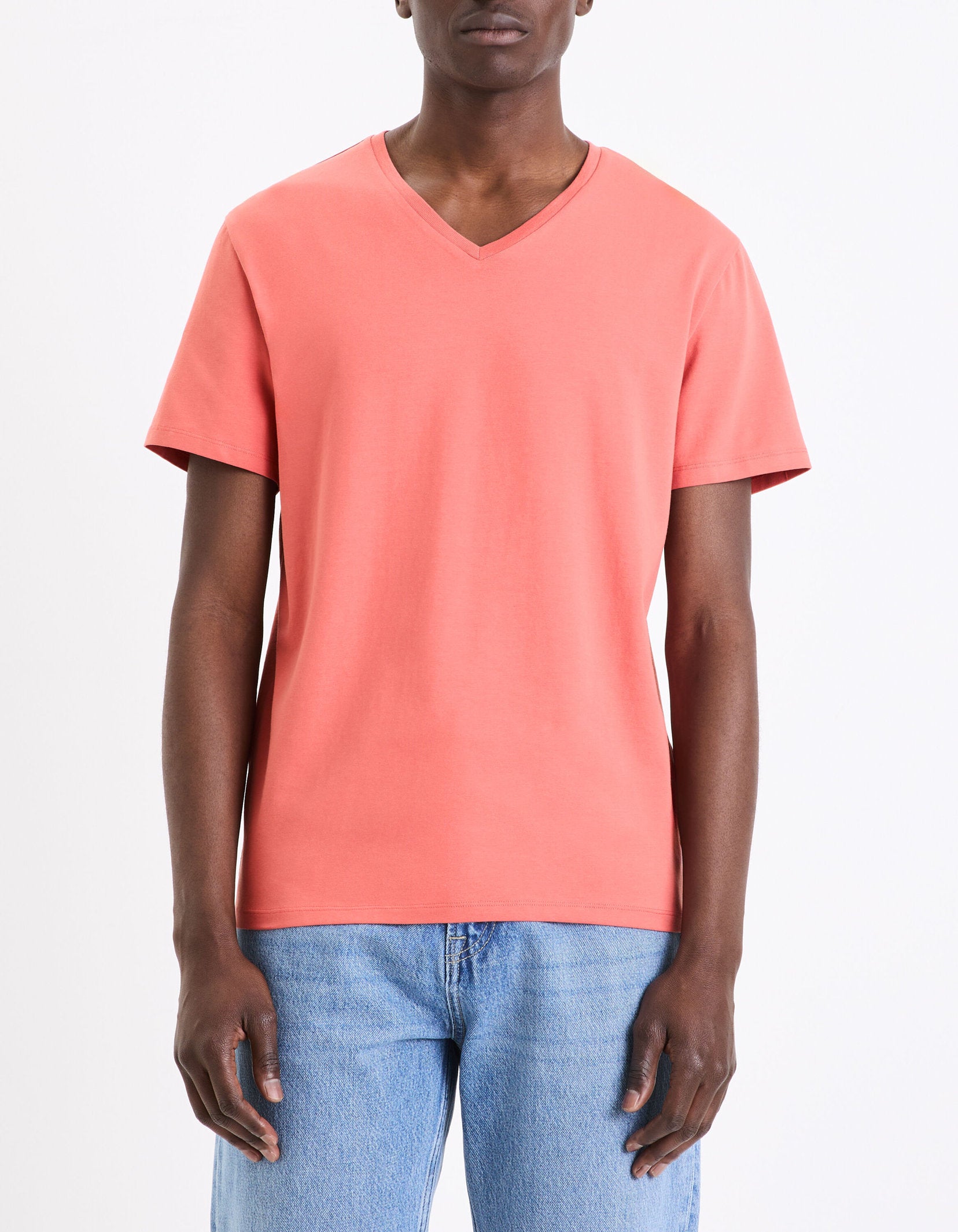 V-Collar Slim T-Shirt In Stretch Cotton_02