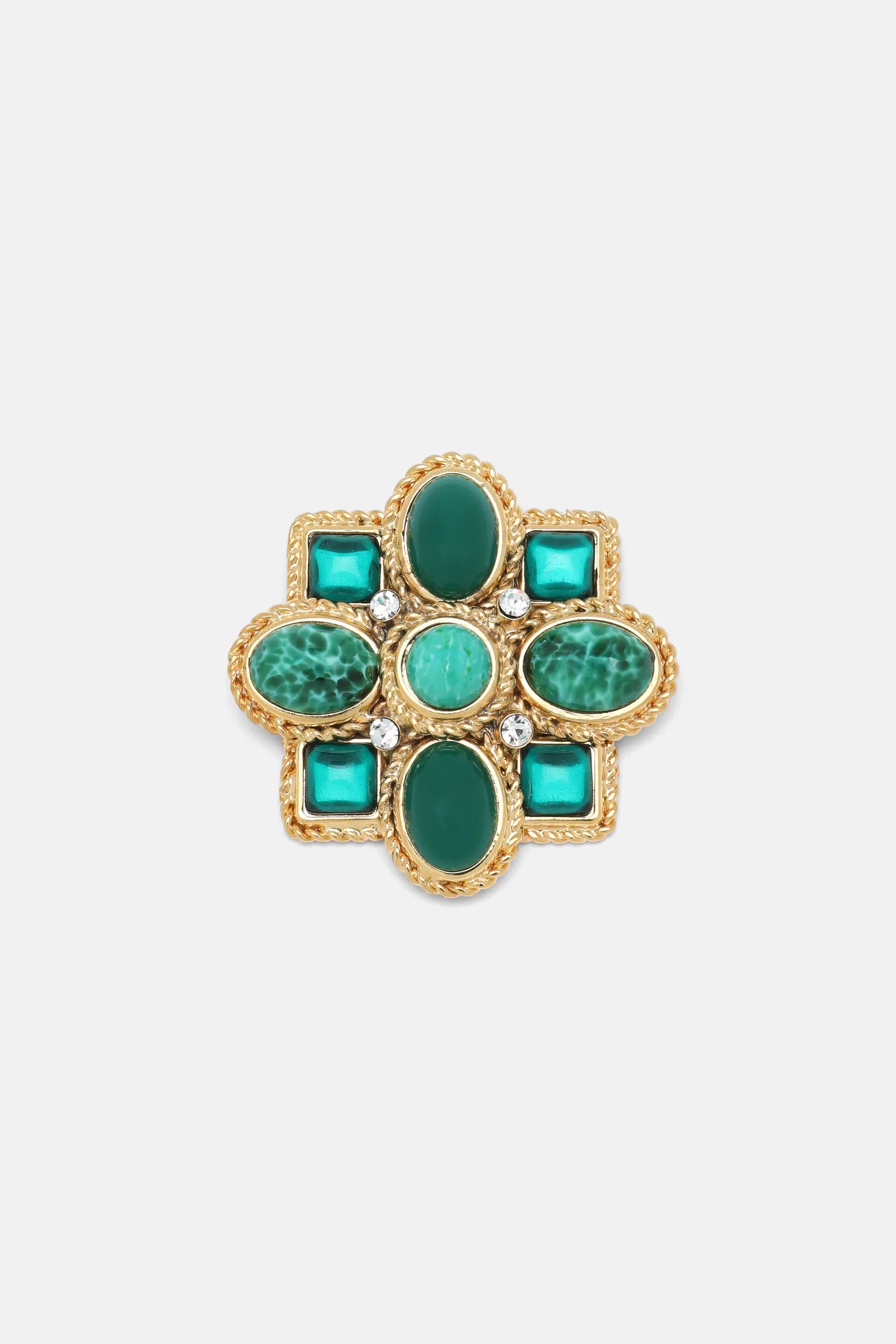 Luisa Spagnoli Verde/Oro Women Nicolet - Floral-Shaped Brooch SKU: NICOLET_0584 0002 Image 01