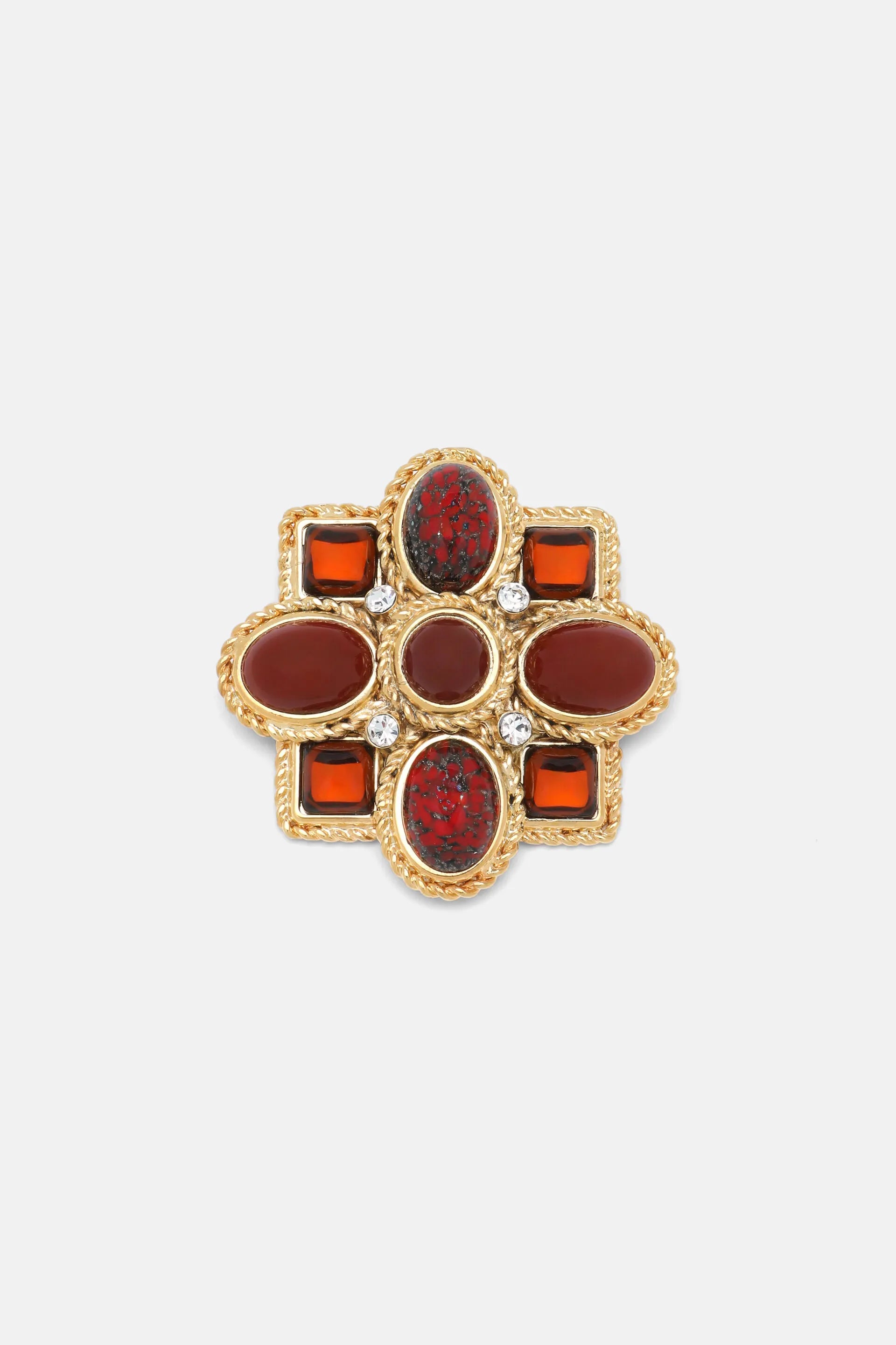 Luisa Spagnoli Rosso/Oro Women Nicolet - Floral-Shaped Brooch SKU: NICOLET_1623 0002 Image 01