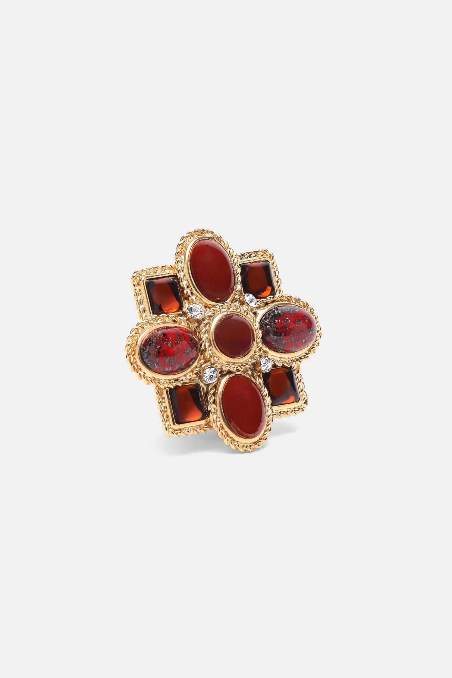 Luisa Spagnoli Rosso/Oro Women Nicolet - Floral-Shaped Brooch SKU: NICOLET_1623 0002 Image 03
