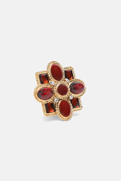 Luisa Spagnoli Rosso/Oro Women Nicolet - Floral-Shaped Brooch SKU: NICOLET_1623 0002 Image 03
