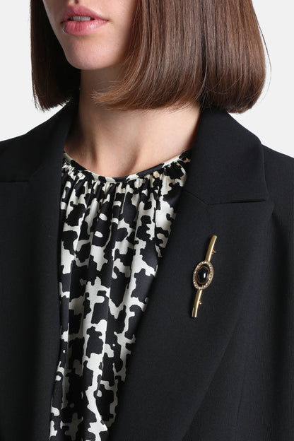 Luisa Spagnoli Nero/Nickel/Oro Women Nipplo - Crystal-Embellished Cabochon-Effect Brooch SKU: NIPPLO_0101 0001 0002 Image 02