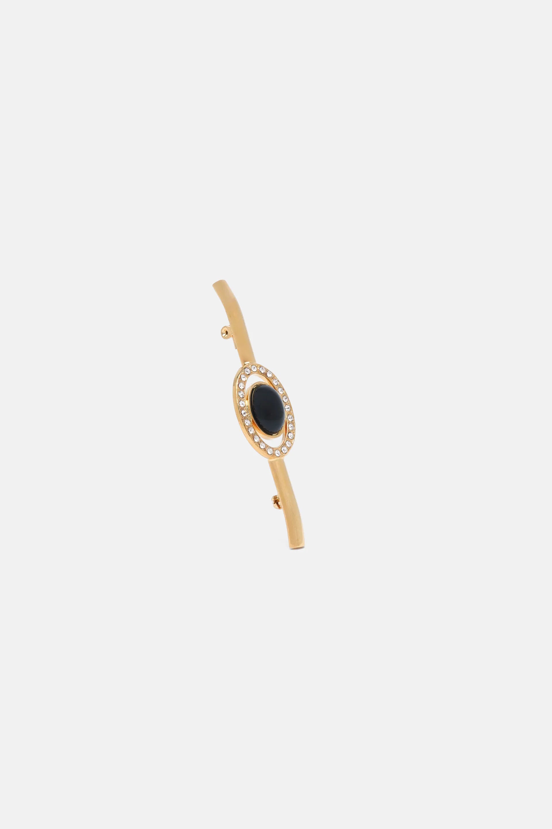 Luisa Spagnoli Nero/Nickel/Oro Women Nipplo - Crystal-Embellished Cabochon-Effect Brooch SKU: NIPPLO_0101 0001 0002 Image 03