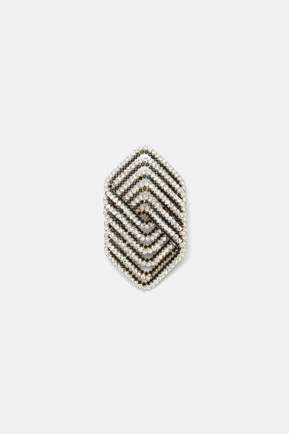 Luisa Spagnoli Nero/Nickel/Oro Women Noematica - Geometric Crystal-Embellished Brooch SKU: NOEMATICA_0101 0001 0002 Image 01