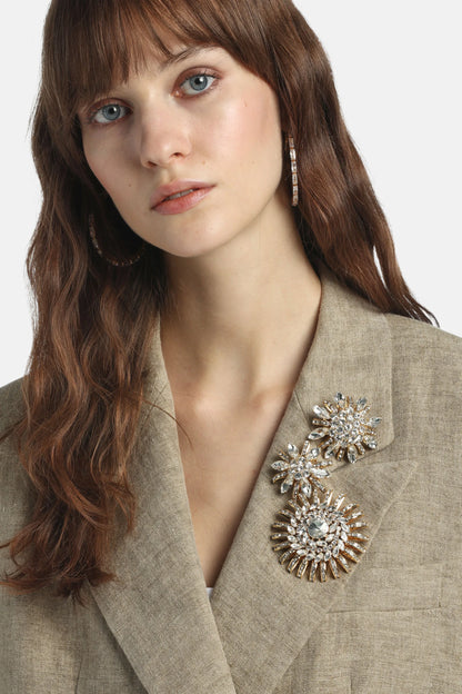 Luisa Spagnoli Nickel/Oro Women Nollet - Crystal-Embellished Brooch SKU: NOLLET_0001 0002 Image 02