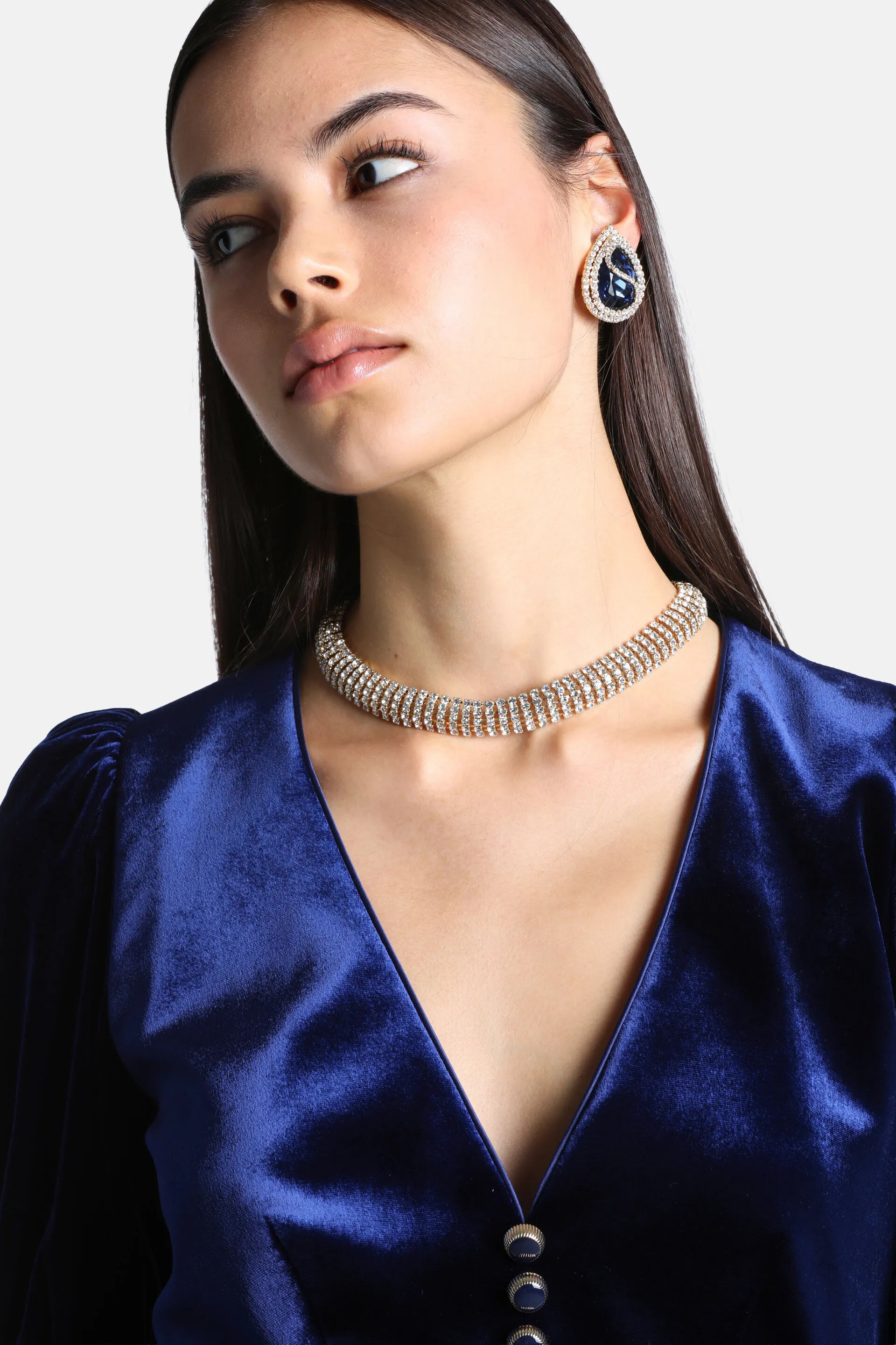 Luisa Spagnoli Nickel/Oro Women Notata - Rhinestone-Embellished Choker Necklace SKU: NOTATA_0001 0002 Image 02