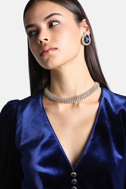 Luisa Spagnoli Nickel/Oro Women Notata - Rhinestone-Embellished Choker Necklace SKU: NOTATA_0001 0002 Image 02