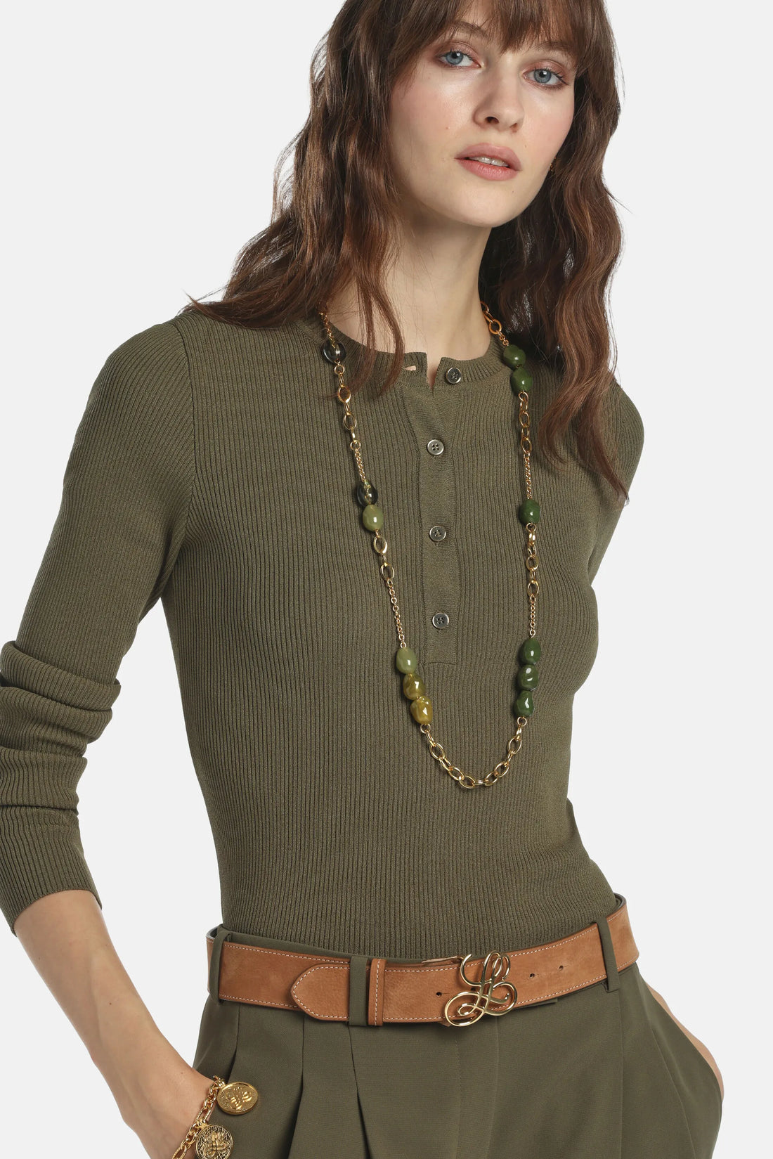 Luisa Spagnoli Toni Verdi/Oro Women Notista - Stone-Embellished Necklace SKU: NOTISTA_1712 0002 Image 02