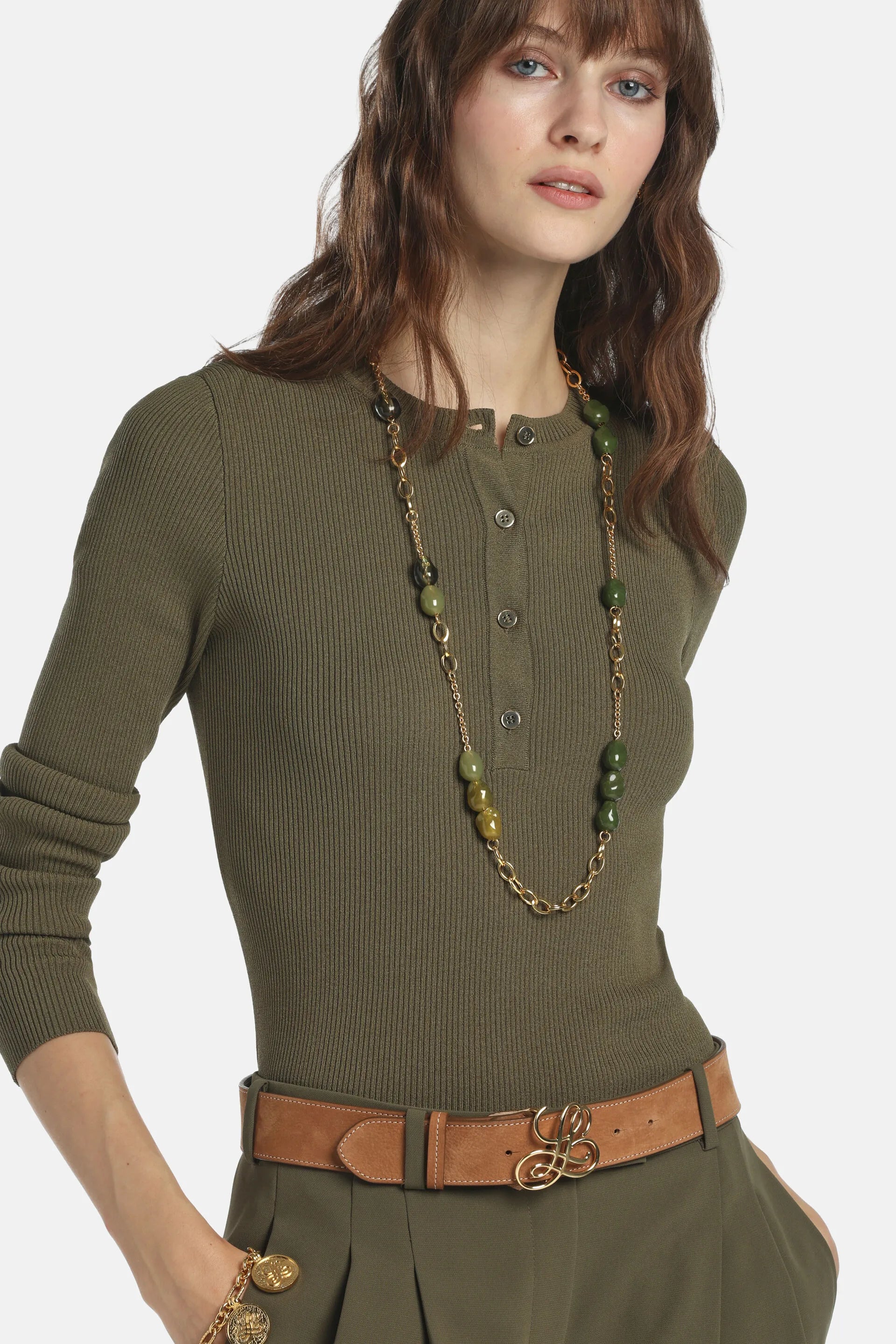 Luisa Spagnoli Toni Verdi/Oro Women Notista - Stone-Embellished Necklace SKU: NOTISTA_1712 0002 Image 02