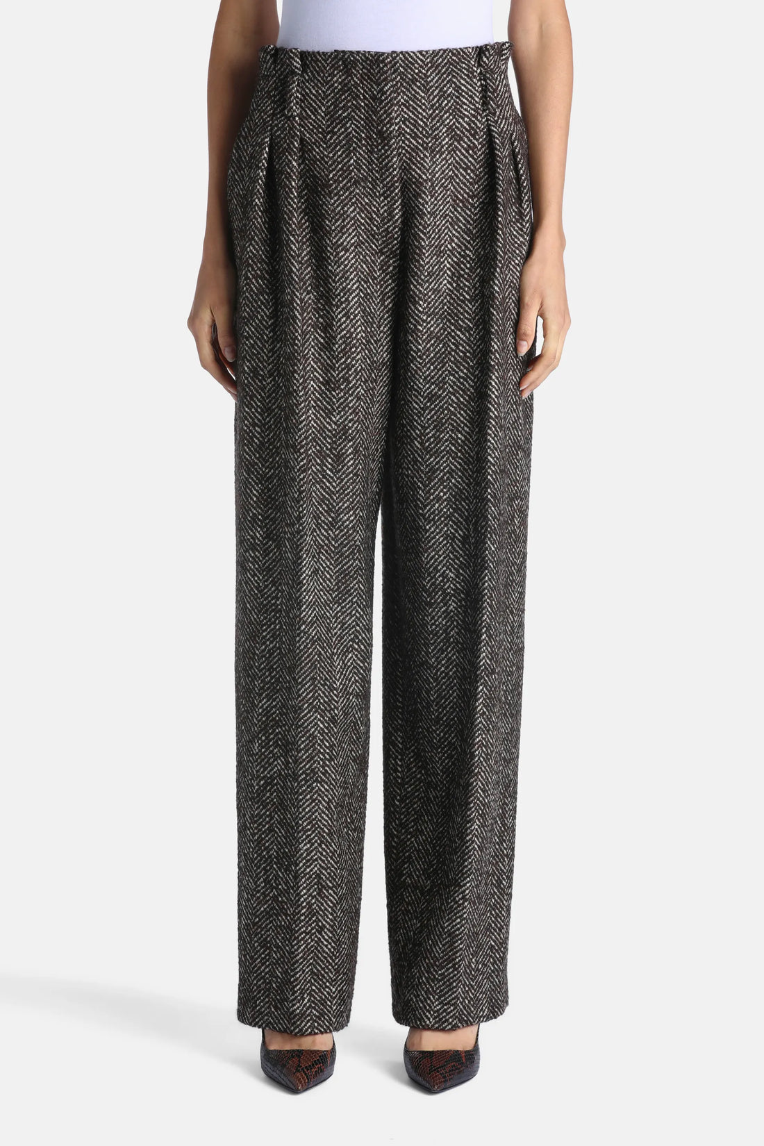 Luisa Spagnoli Var Spinato T.Moro Women Oderisi Loose-Fit Herringbone Pants - Fashion Show SKU: ODERISI_3368 Image 01