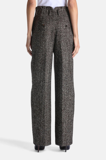 Luisa Spagnoli Var Spinato T.Moro Women Oderisi Loose-Fit Herringbone Pants - Fashion Show SKU: ODERISI_3368 Image 02