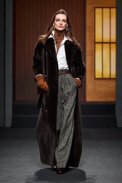 Luisa Spagnoli Var Spinato T.Moro Women Oderisi Loose-Fit Herringbone Pants - Fashion Show SKU: ODERISI_3368 Image 04
