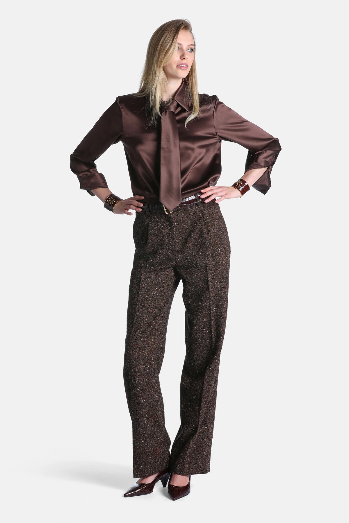 Luisa Spagnoli Var Marrone Women Olinda - Regular-Fit Pants with Pleats SKU: OLINDA_3404 Image 04