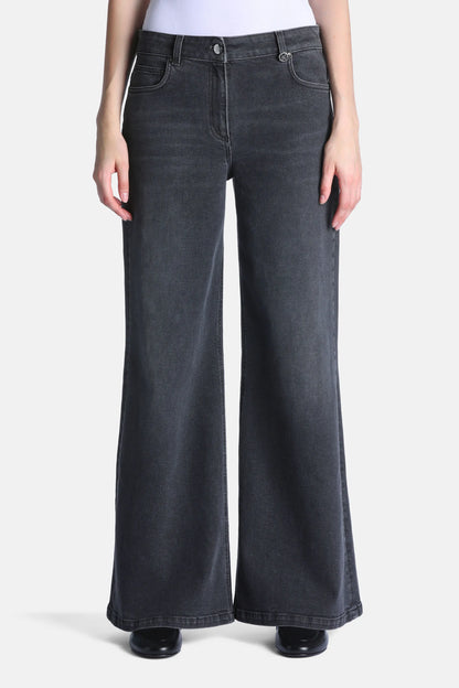 Luisa Spagnoli Grigio Women Olla - Logo-Embellished Wide-Leg Jeans SKU: OLLA_1073 Image 01