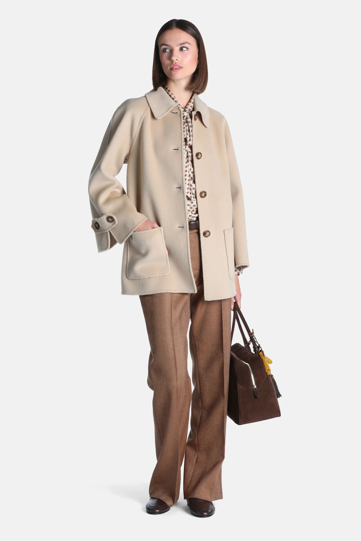 Luisa Spagnoli Spinato Nocciola Women Optare - Herringbone Regular-Fit Pants SKU: OPTARE_3326 Image 02