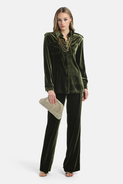 Luisa Spagnoli_Green_Orfano - Velvet Trousers_ORFANO A_1741_01