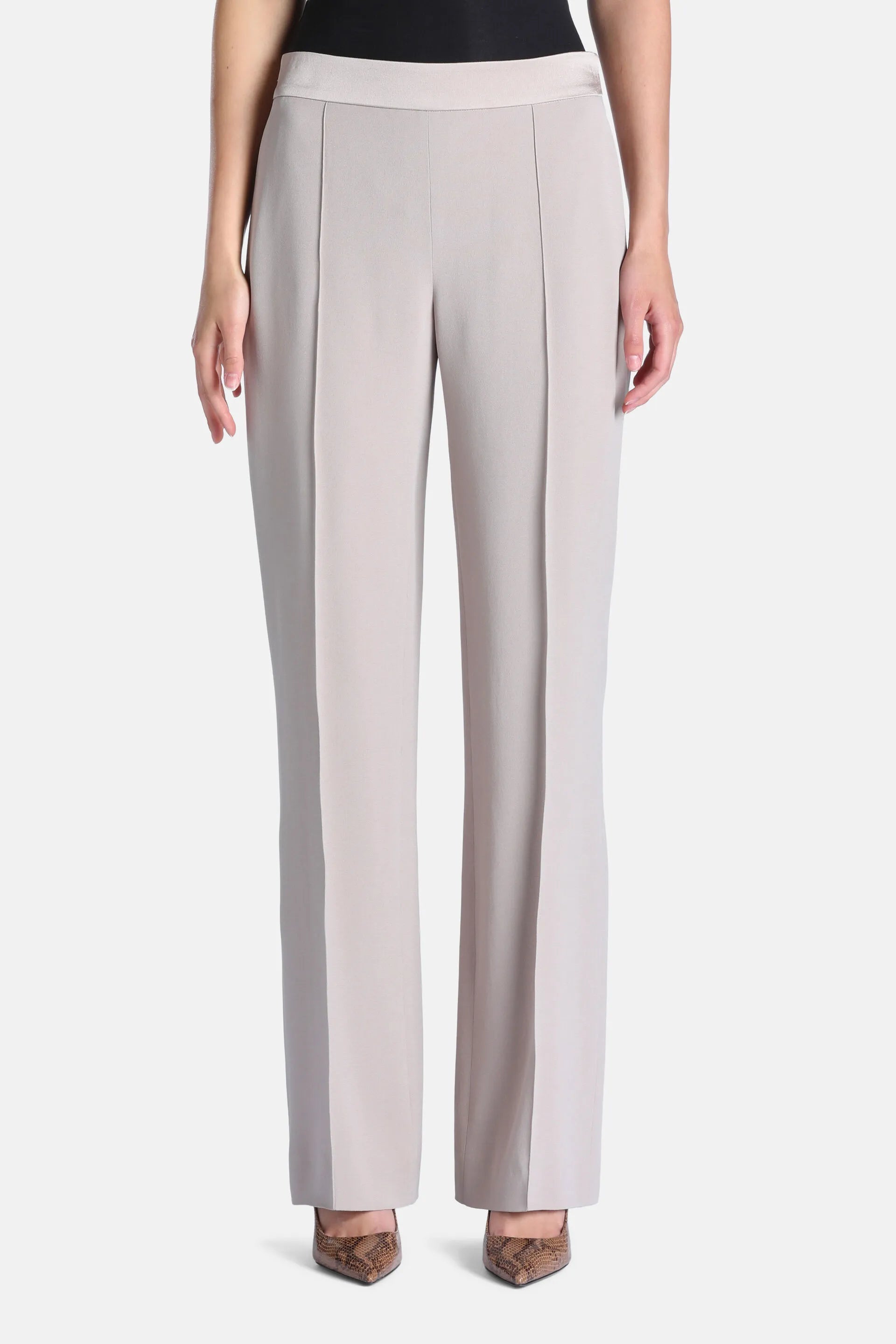 Luisa Spagnoli Platino/Platino Women Ory - Elegant Pants with Raised Creases SKU: ORY_1133 1133 Image 01