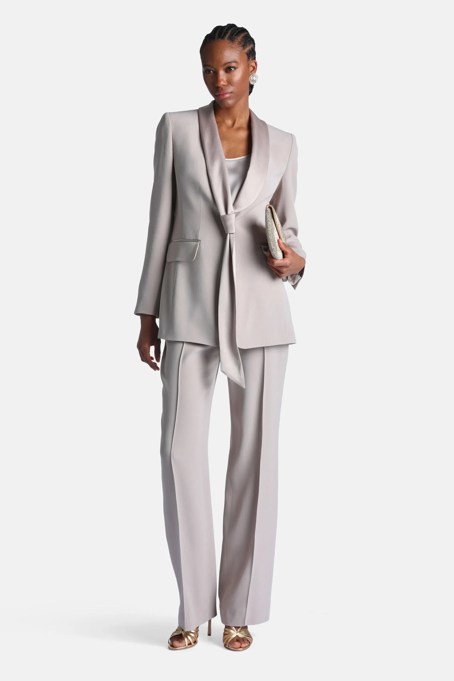 Luisa Spagnoli Platino/Platino Women Ory - Elegant Pants with Raised Creases SKU: ORY_1133 1133 Image 02