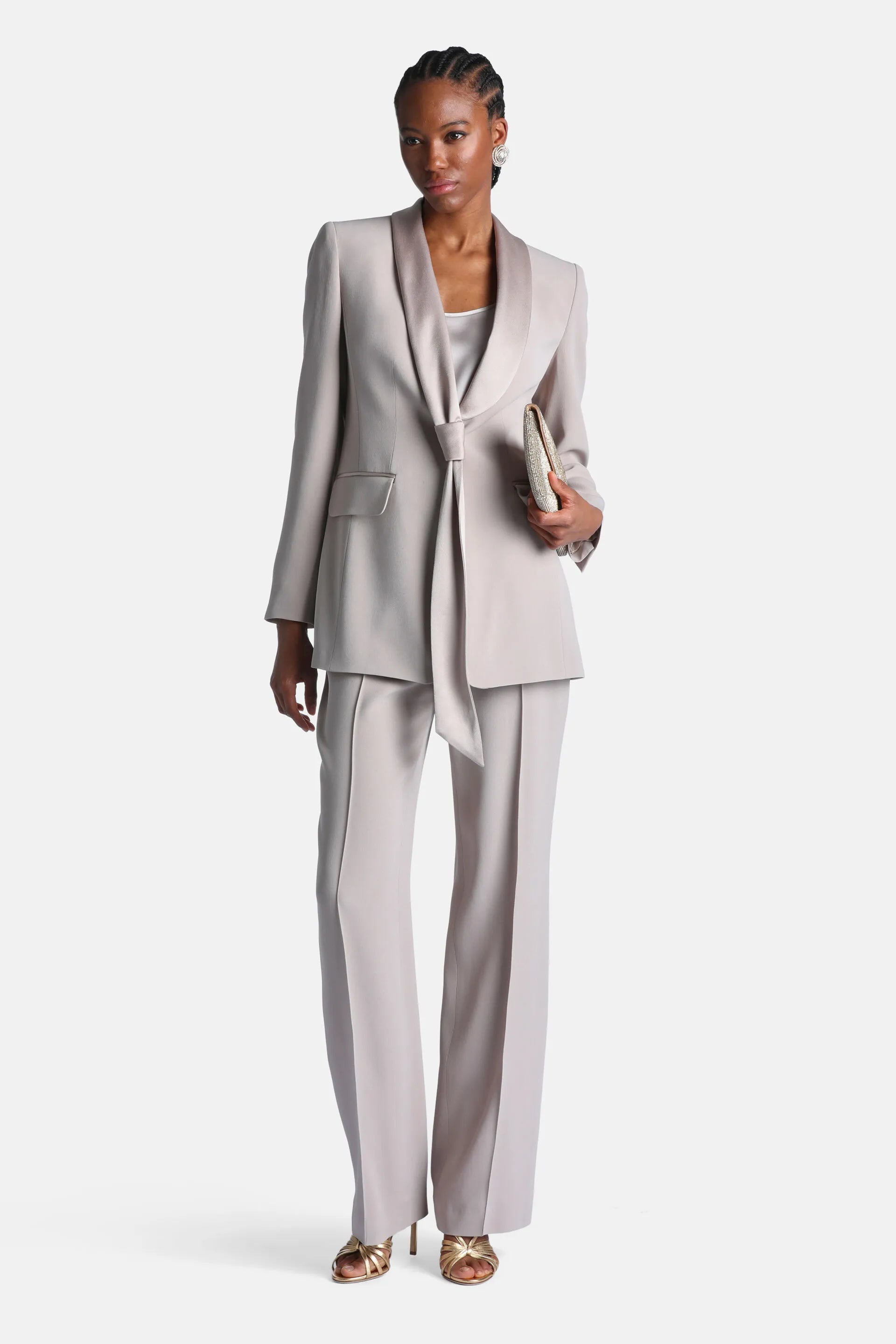 Luisa Spagnoli Platino/Platino Women Ory - Elegant Pants with Raised Creases SKU: ORY_1133 1133 Image 02