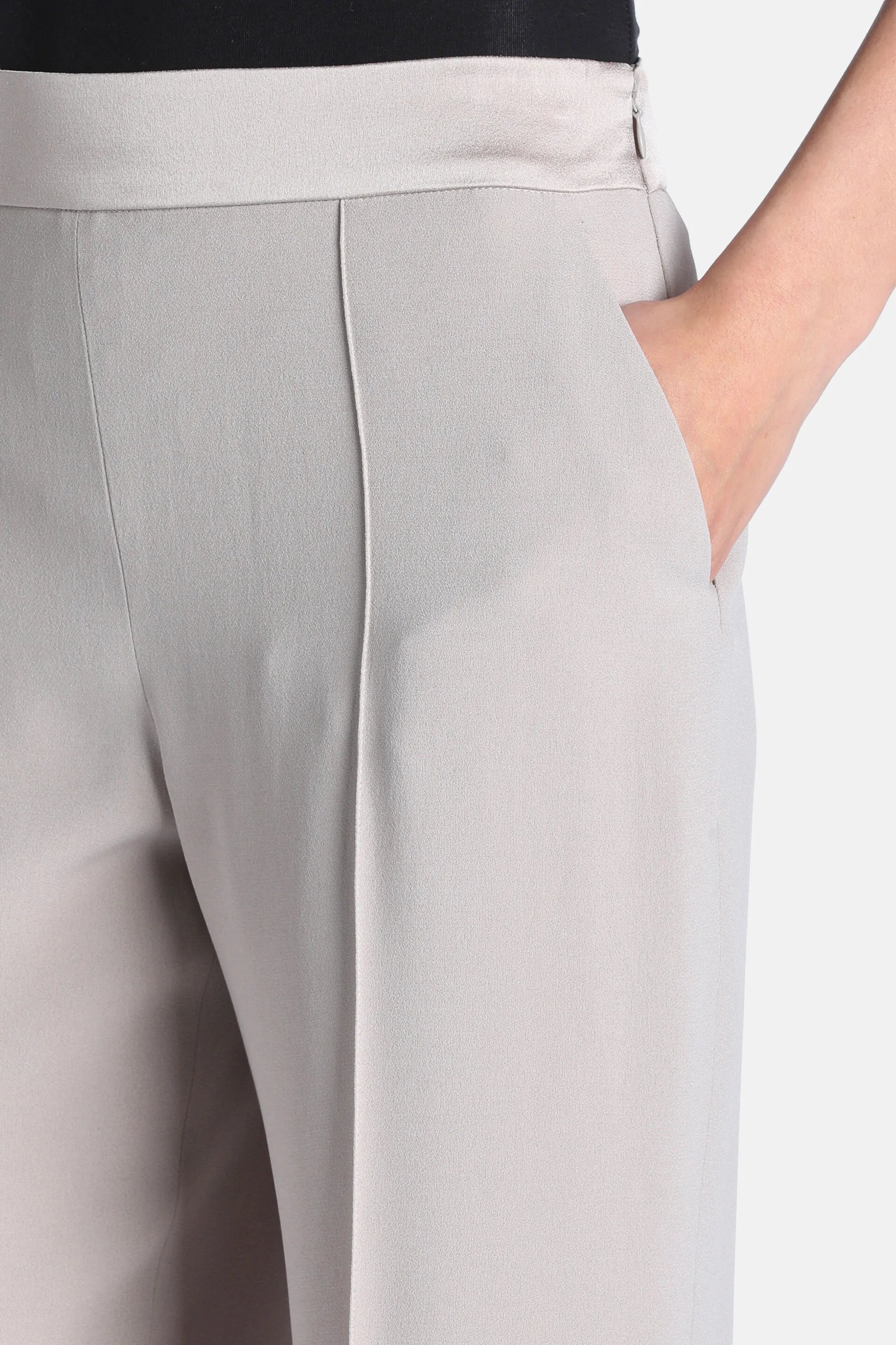 Luisa Spagnoli Platino/Platino Women Ory - Elegant Pants with Raised Creases SKU: ORY_1133 1133 Image 03