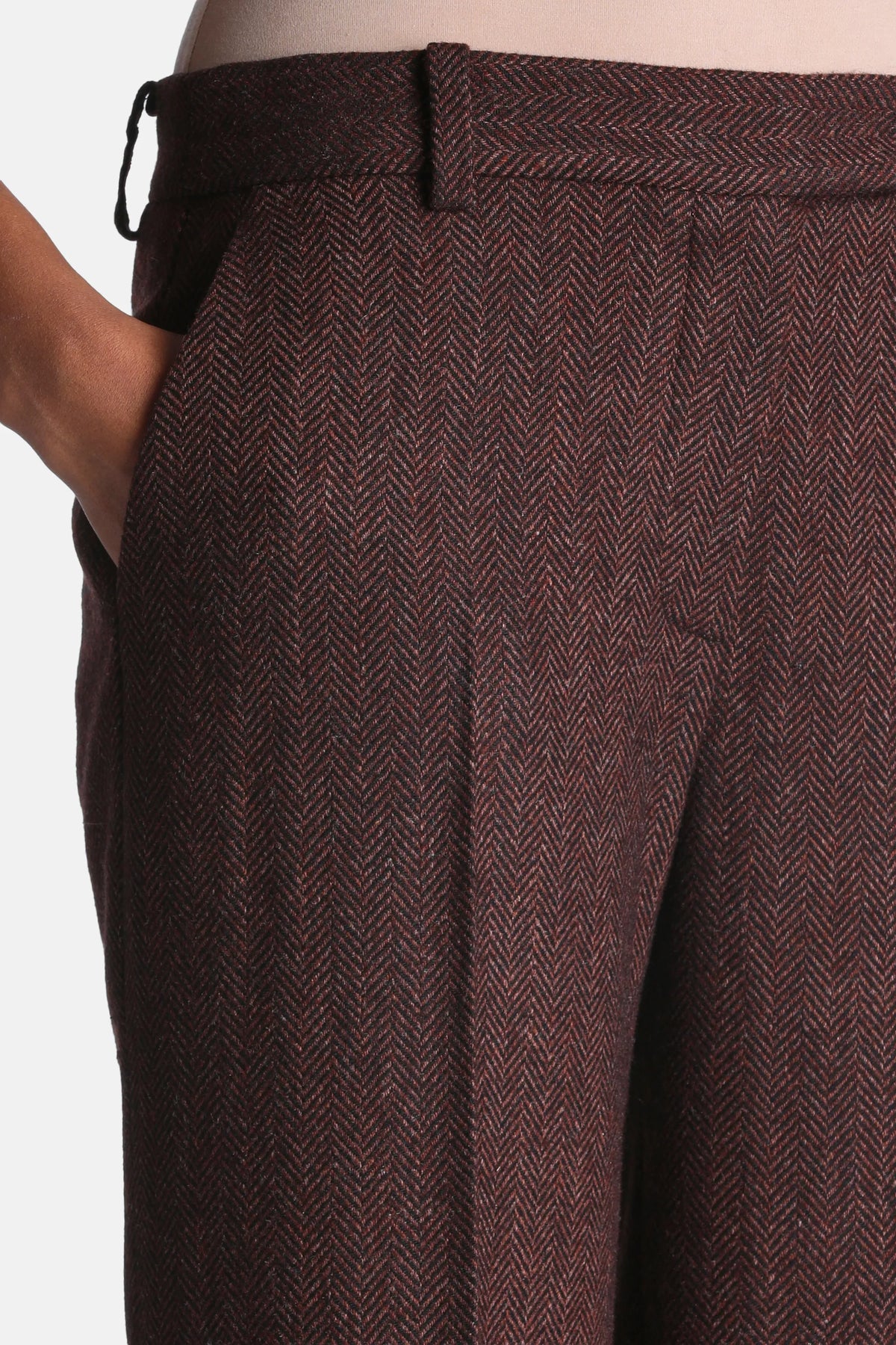 Luisa Spagnoli Var Spinato Bordeaux Women Ottana Regular-Fit Herringbone Pants SKU: OTTANA_3417 Image 03