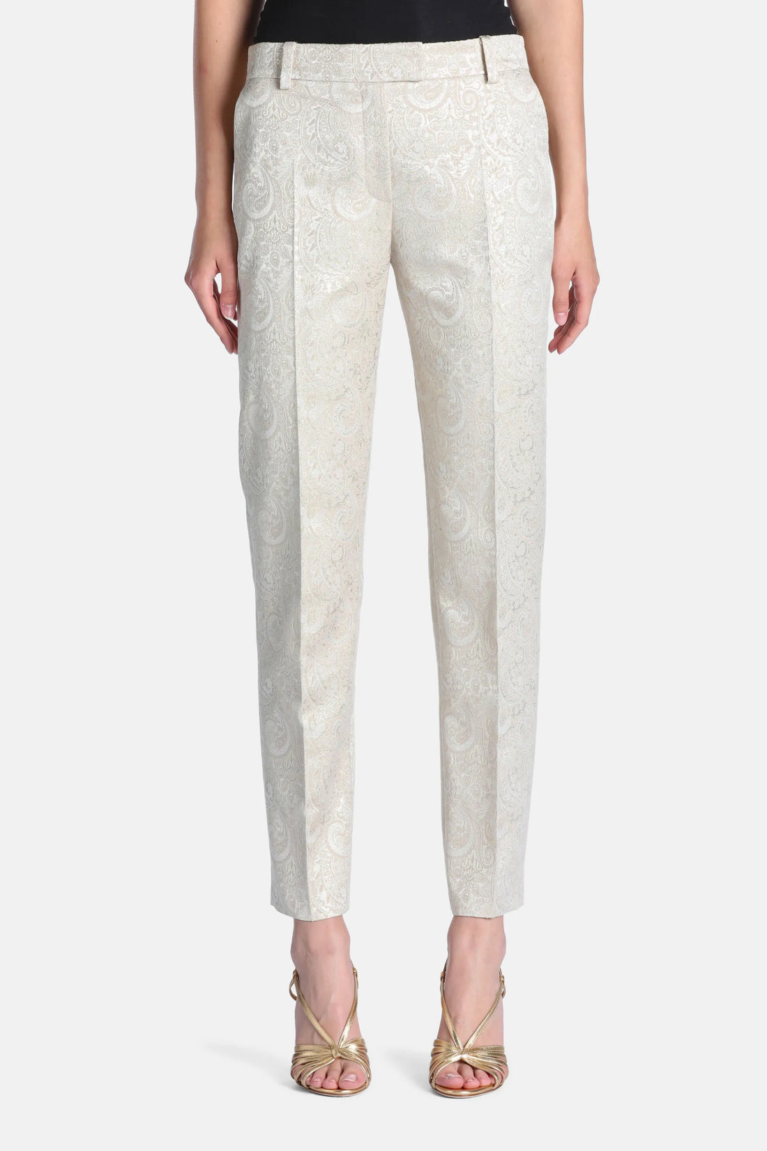Luisa Spagnoli Var Platino Women Ovada - Elegant Slim-Fit Brocade Pants SKU: OVADA_3312 Image 01