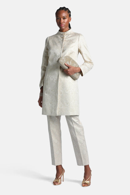 Luisa Spagnoli Var Platino Women Ovada - Elegant Slim-Fit Brocade Pants SKU: OVADA_3312 Image 02