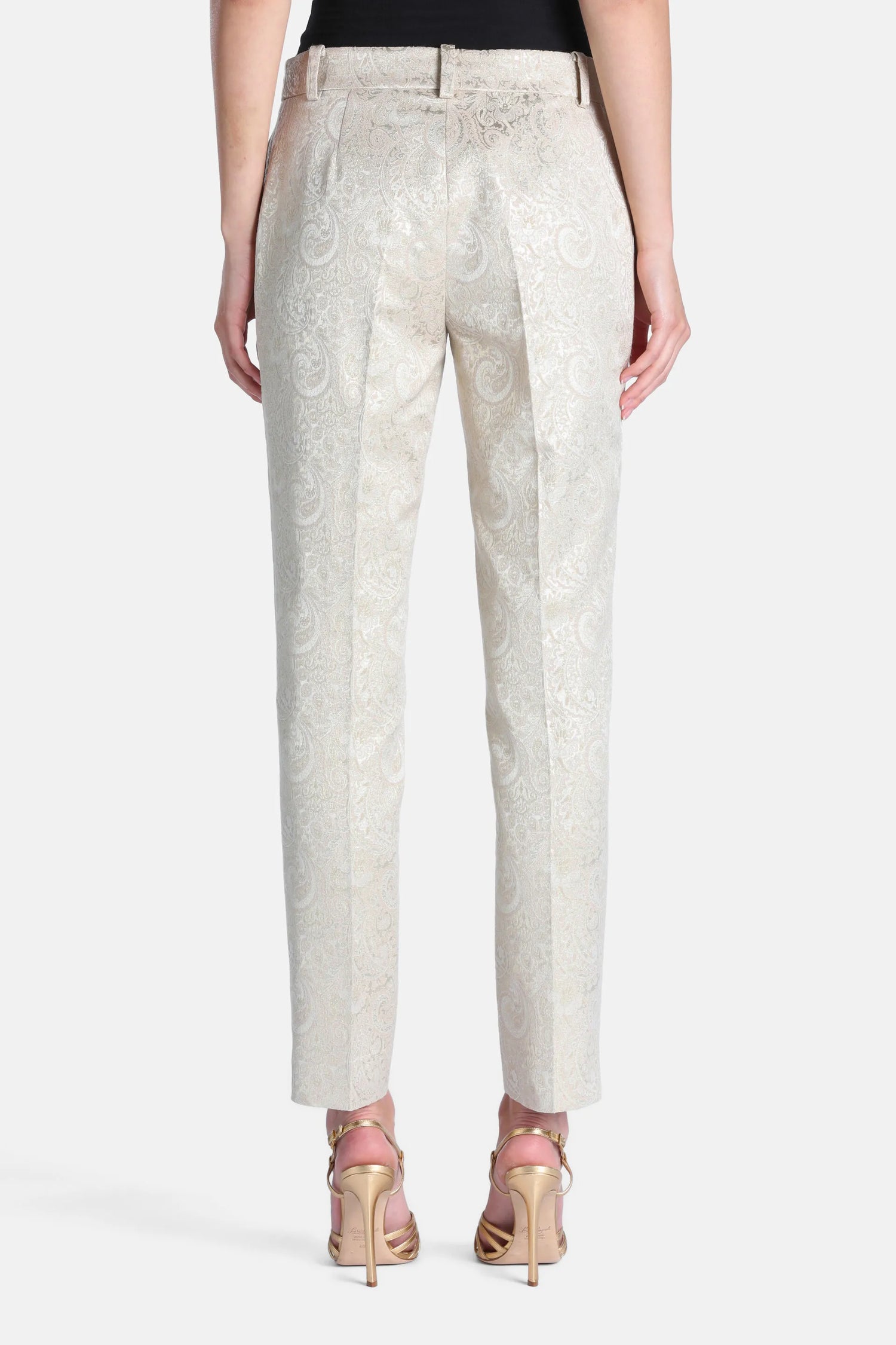 Luisa Spagnoli Var Platino Women Ovada - Elegant Slim-Fit Brocade Pants SKU: OVADA_3312 Image 04