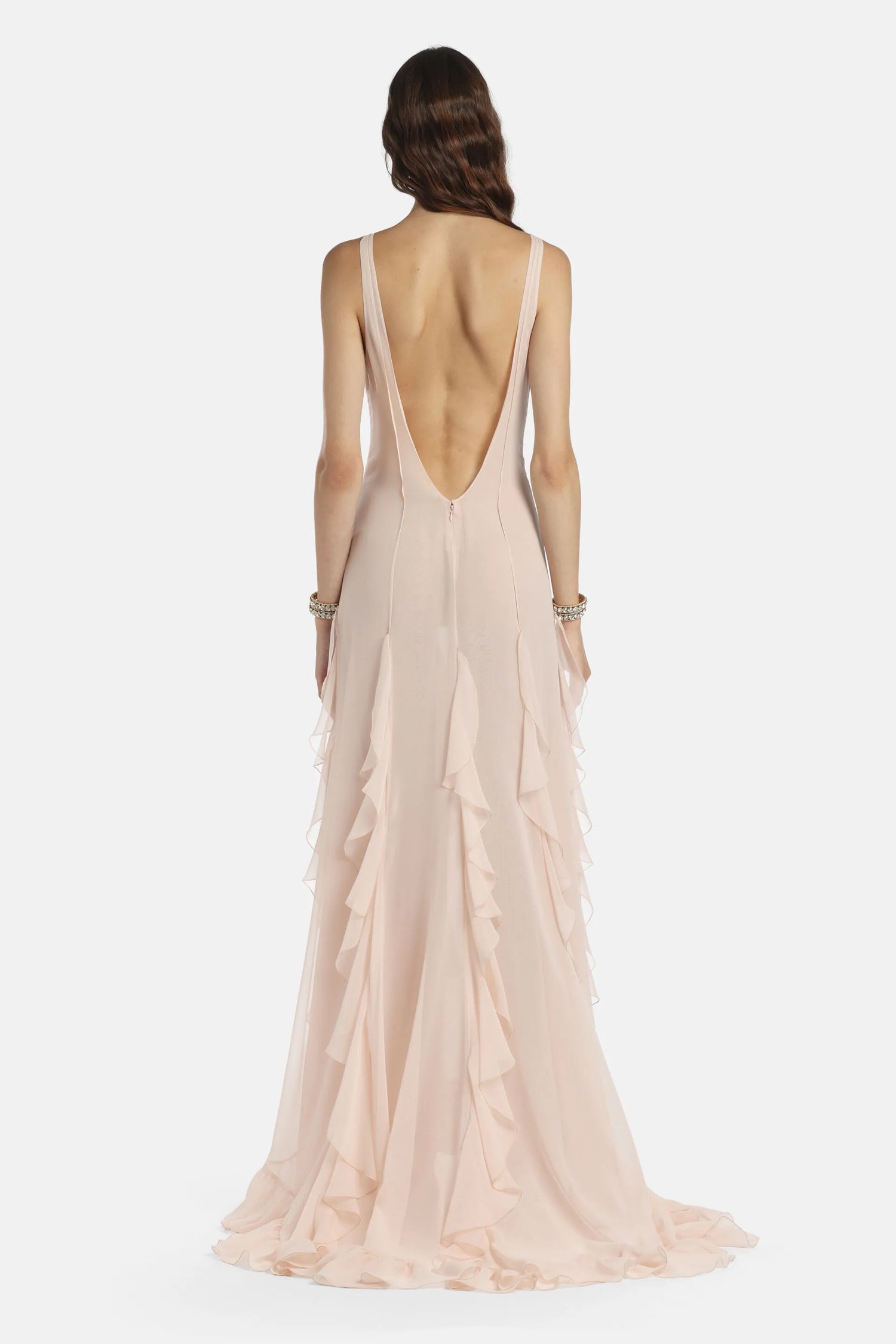 Luisa Spagnoli Rosa Women Paciere - Ruffled Maxi Dress - Fashion Show SKU: PACIERE_0389 Image 02