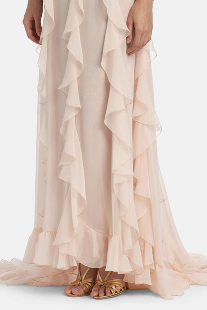 Luisa Spagnoli Rosa Women Paciere - Ruffled Maxi Dress - Fashion Show SKU: PACIERE_0389 Image 04