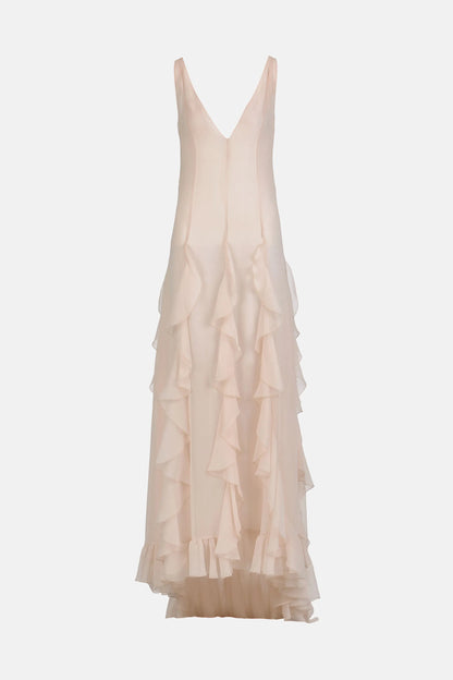 Luisa Spagnoli Rosa Women Paciere - Ruffled Maxi Dress - Fashion Show SKU: PACIERE_0389 Image 05