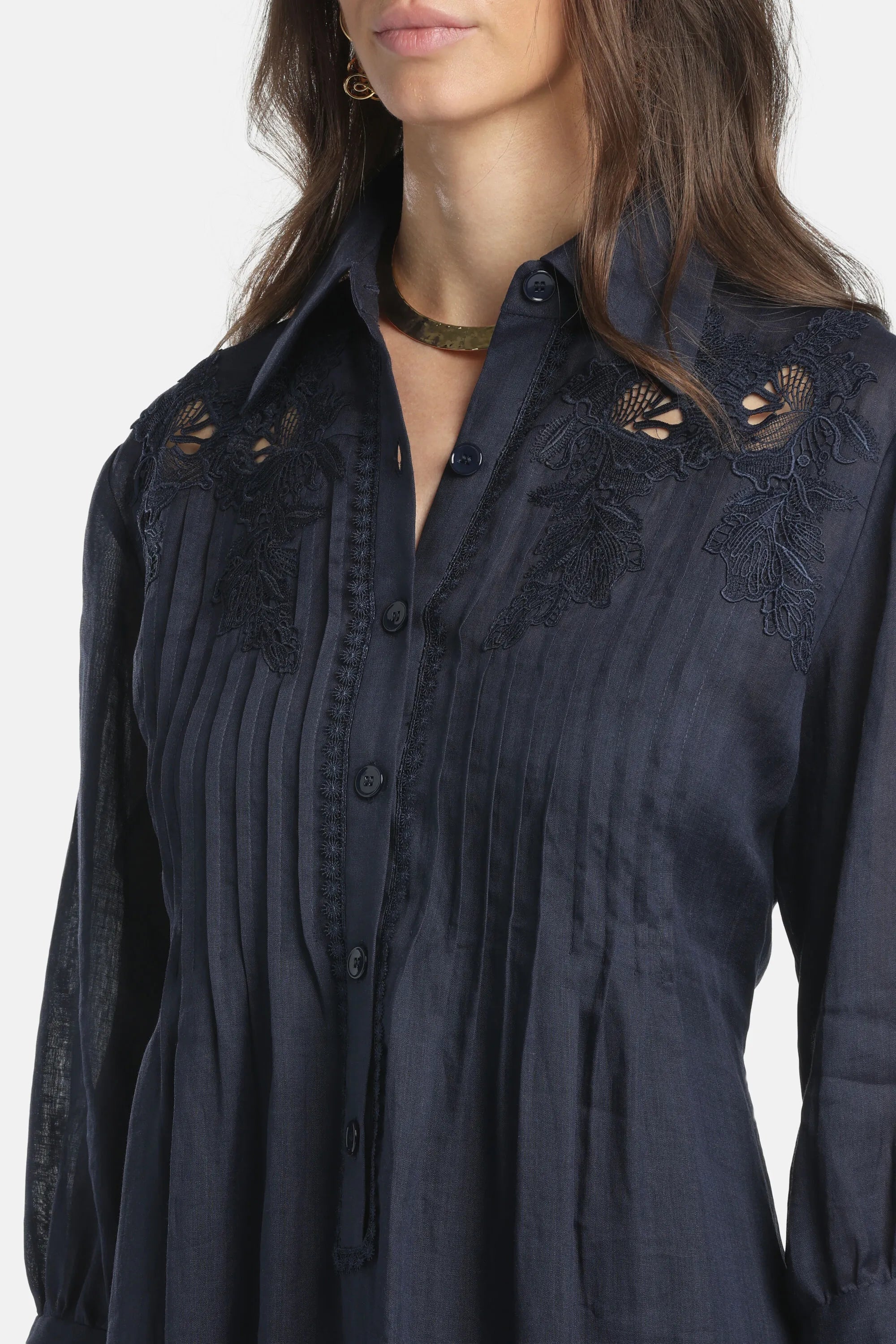 Luisa Spagnoli Blu Women Parisi - Embroidered Tunic Dress SKU: PARISI_1234 Image 03