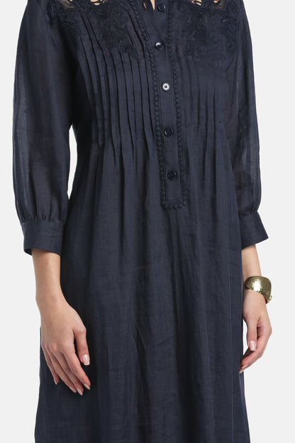 Luisa Spagnoli Blu Women Parisi - Embroidered Tunic Dress SKU: PARISI_1234 Image 04