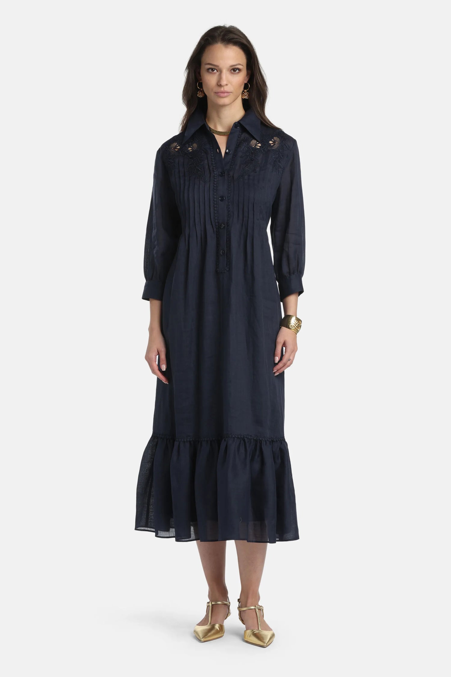 Luisa Spagnoli Blu Women Parisi - Embroidered Tunic Dress SKU: PARISI_1234 Image 05